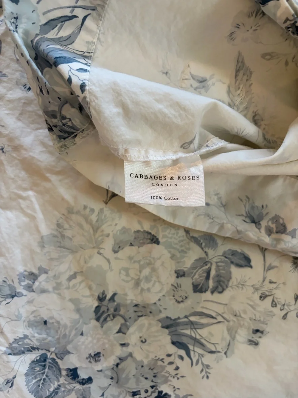 Cabbages and Roses Blue Floral Pillowcases - Set of 2 Cottage Shabby Chic